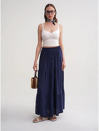 Jupe longue taille haute avec cordon de serrage à la taille mixray