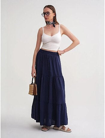 Jupe longue taille haute avec cordon de serrage à la taille mixray