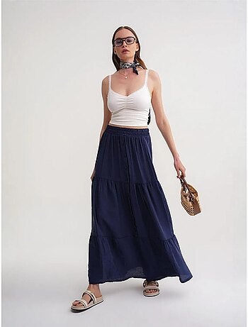 Jupe longue taille haute avec cordon de serrage à la taille mixray