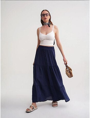 Jupe longue taille haute avec cordon de serrage à la taille mixray