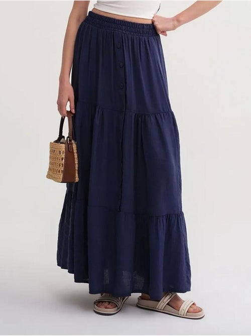 Jupe longue taille haute avec cordon de serrage à la taille mixray - Kiabi Jupe longue taille haute avec cordon de serrage à la taille mixray - Kiabi