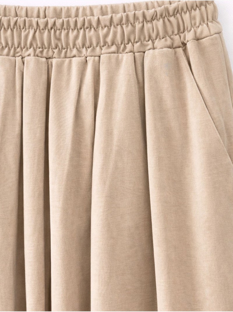 Jupe longue taille haute avec cordon de serrage à la taille mixray Camel - Kiabi