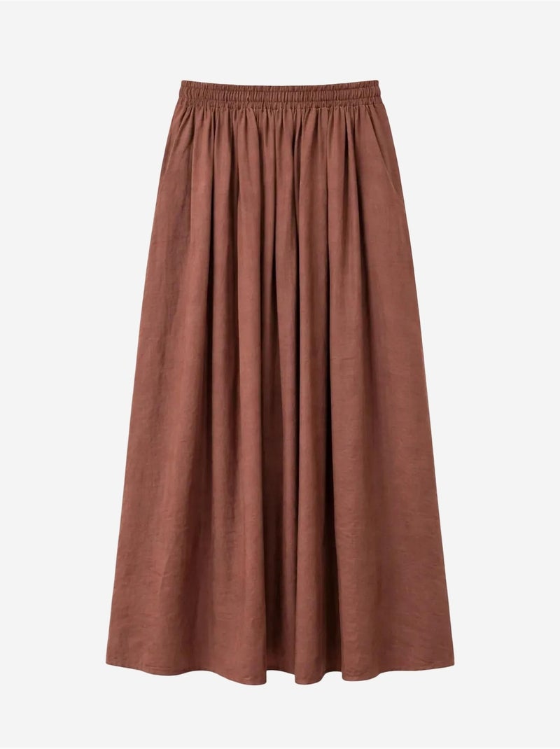 Jupe longue taille haute avec cordon de serrage à la taille mixray Marron clair - Kiabi