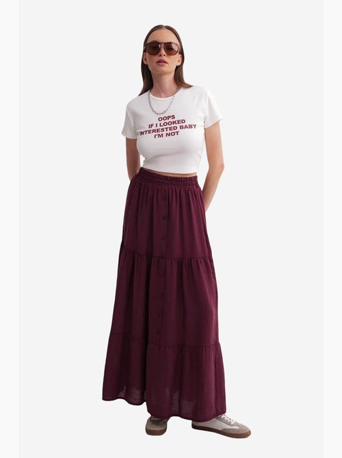 Jupe longue taille haute avec cordon de serrage à la taille mixray - Kiabi Jupe longue taille haute avec cordon de serrage à la taille mixray - Kiabi