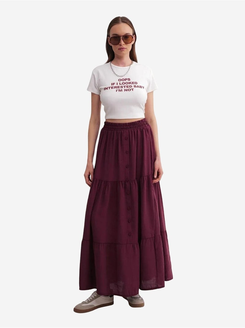 Jupe longue taille haute avec cordon de serrage à la taille mixray Rouge bordeaux - Kiabi