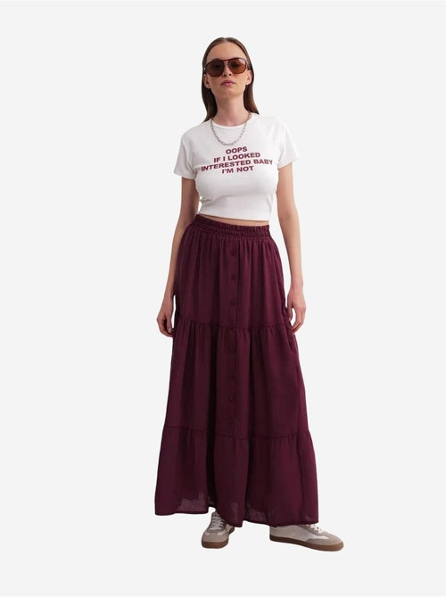 Jupe longue taille haute avec cordon de serrage à la taille mixray - Kiabi Jupe longue taille haute avec cordon de serrage à la taille mixray - Kiabi