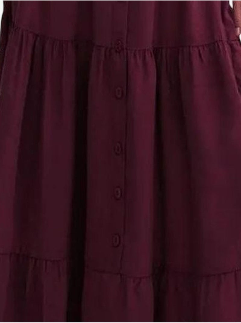 Jupe longue taille haute avec cordon de serrage à la taille mixray Rouge bordeaux - Kiabi