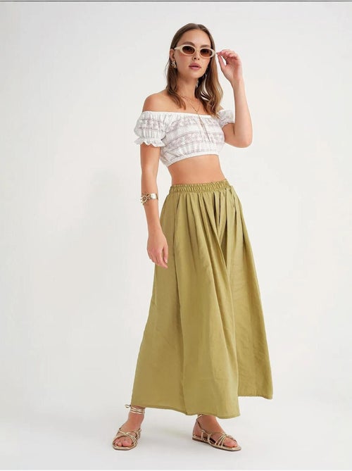 Jupe longue taille haute avec cordon de serrage à la taille mixray - Kiabi Jupe longue taille haute avec cordon de serrage à la taille mixray - Kiabi