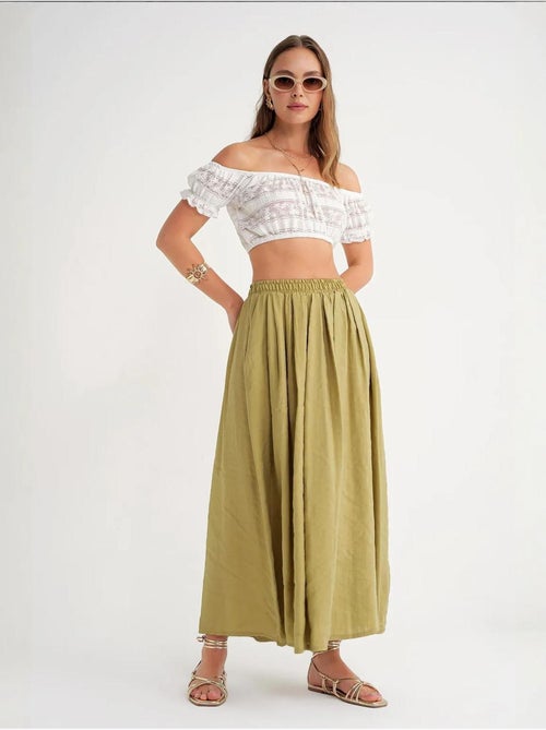 Jupe longue taille haute avec cordon de serrage à la taille mixray - Kiabi Jupe longue taille haute avec cordon de serrage à la taille mixray - Kiabi