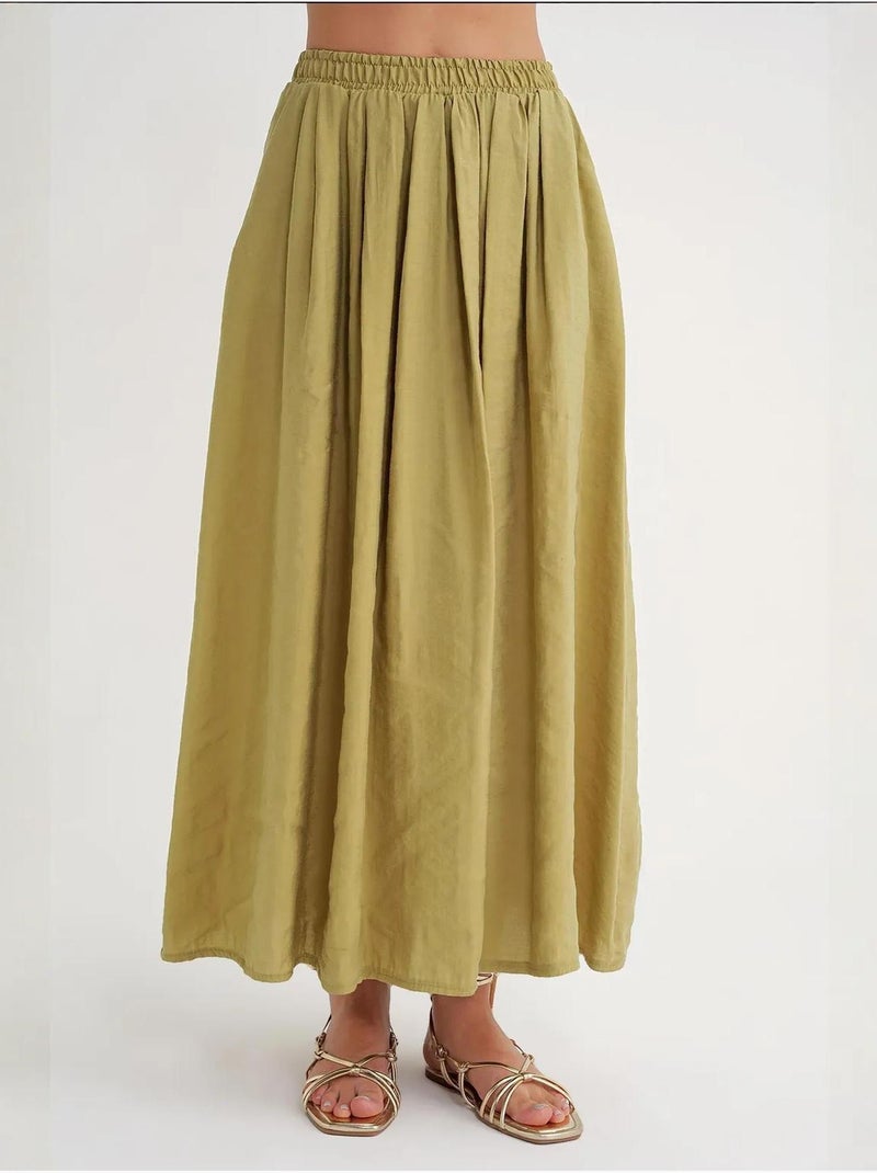 Jupe longue taille haute avec cordon de serrage à la taille mixray Vert kaki - Kiabi