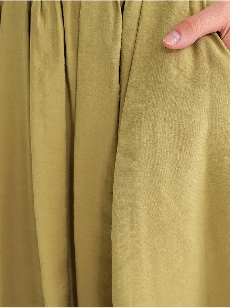 Jupe longue taille haute avec cordon de serrage à la taille mixray Vert kaki - Kiabi