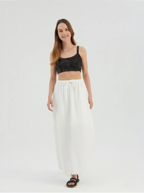 Jupe longue taille haute avec cordon de serrage hiccup - Kiabi Jupe longue taille haute avec cordon de serrage hiccup - Kiabi