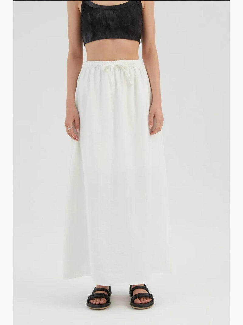Jupe longue taille haute avec cordon de serrage hiccup Blanc - Kiabi