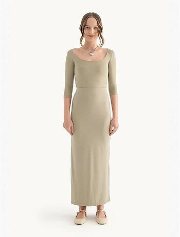 Jupe longue taille haute avec fente latérale
