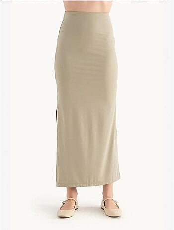 Jupe longue taille haute avec fente latérale
