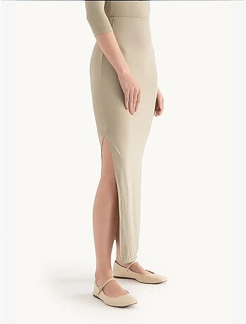 Jupe longue taille haute avec fente latérale