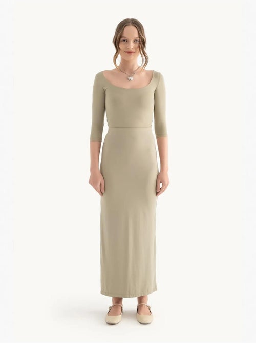 Jupe longue taille haute avec fente latérale - Kiabi