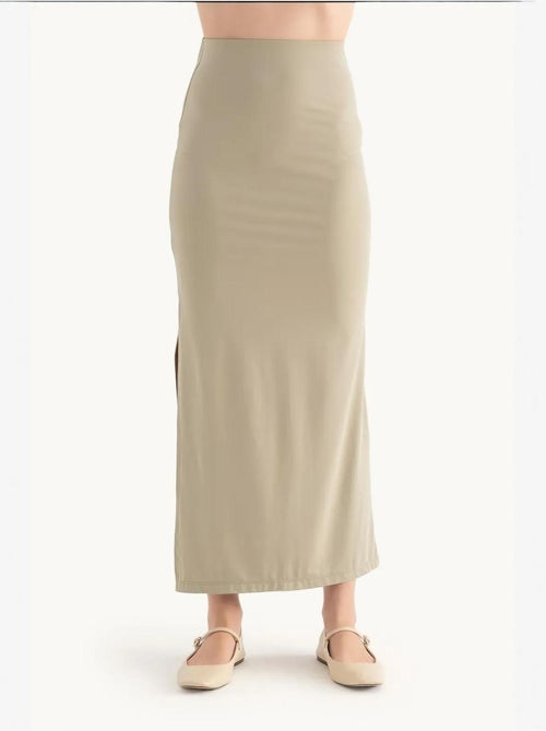 Jupe longue taille haute avec fente latérale - Kiabi