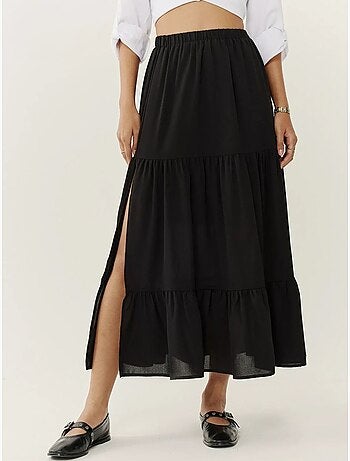 Jupe longue taille haute avec fente