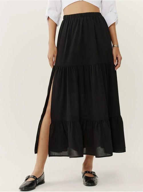 Jupe longue taille haute avec fente - Kiabi Jupe longue taille haute avec fente - Kiabi