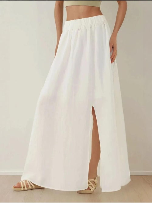 Jupe longue taille haute en A avec fente - Kiabi Jupe longue taille haute en A avec fente - Kiabi