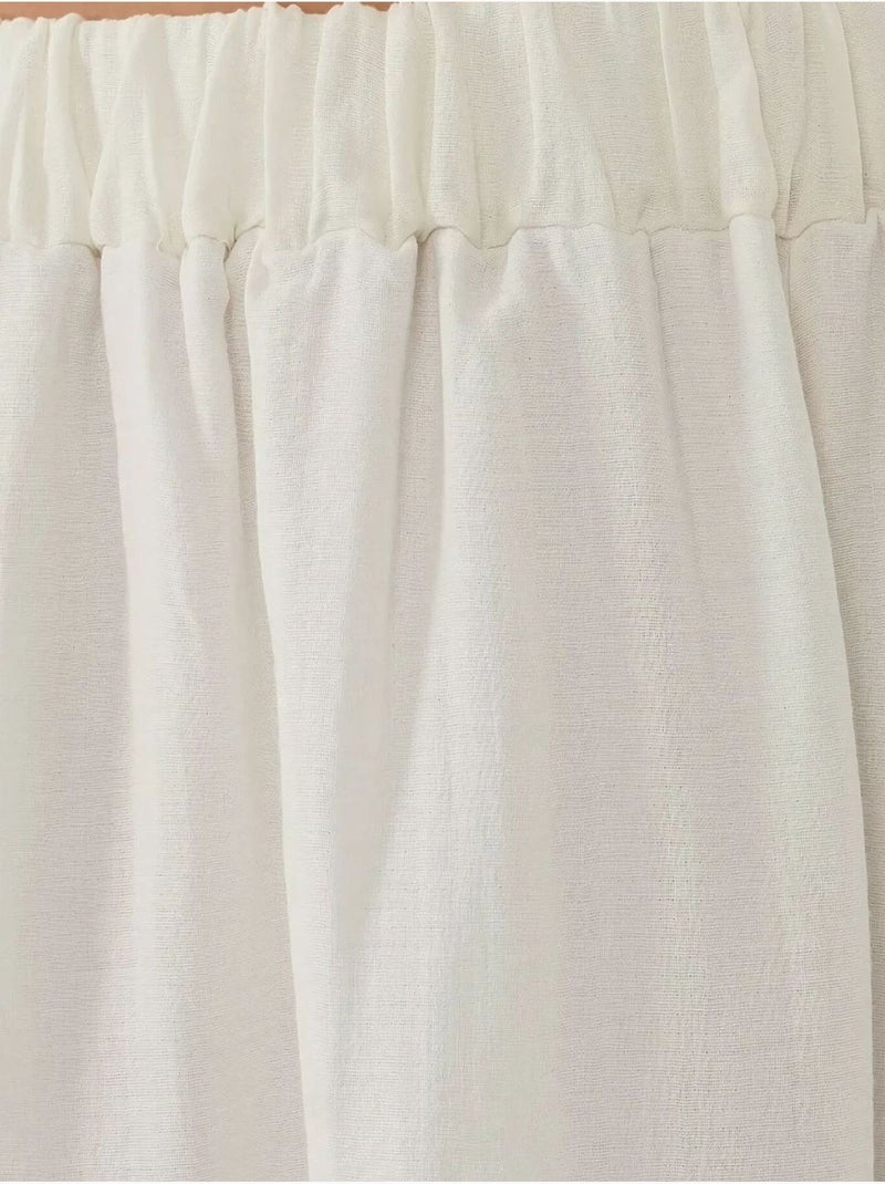Jupe longue taille haute en A avec fente Blanc - Kiabi