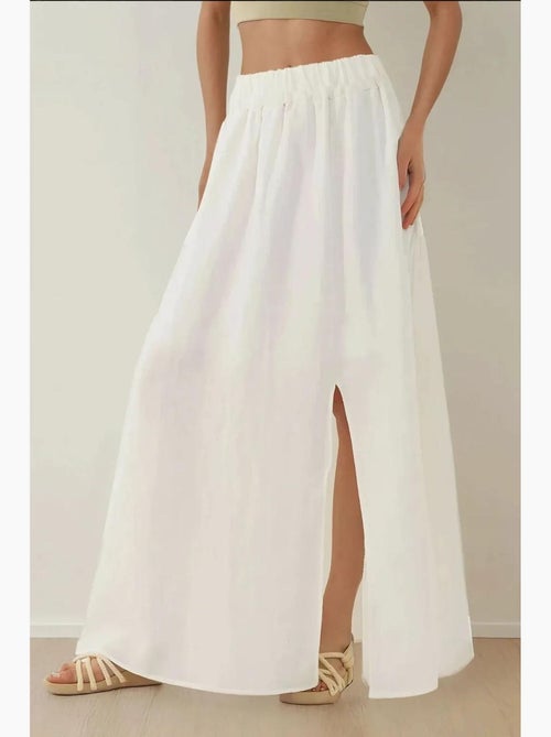 Jupe longue taille haute en a avec fente hiccup - Kiabi
