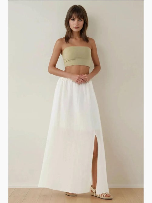 Jupe longue taille haute en a avec fente hiccup - Kiabi