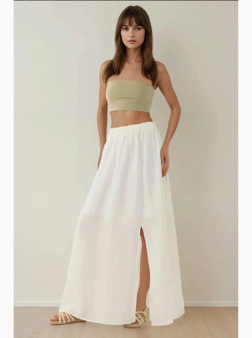 Jupe longue taille haute en a avec fente hiccup - Kiabi