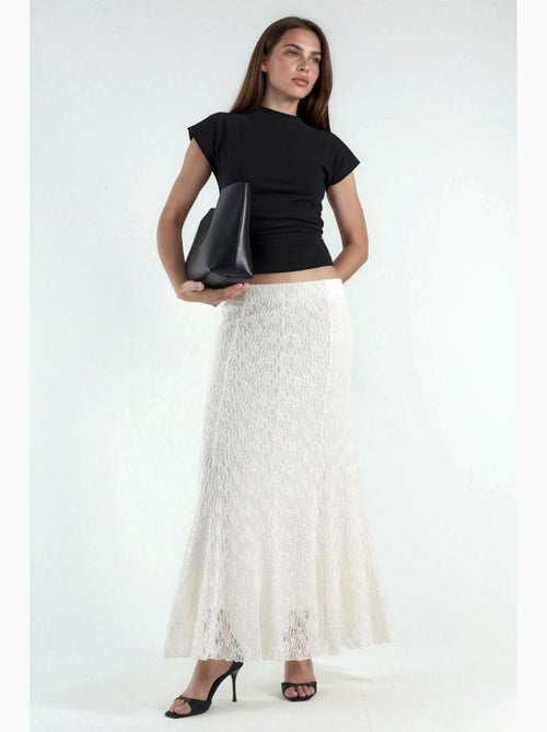 Jupe longue taille haute en dentelle hiccup - Kiabi Jupe longue taille haute en dentelle hiccup - Kiabi