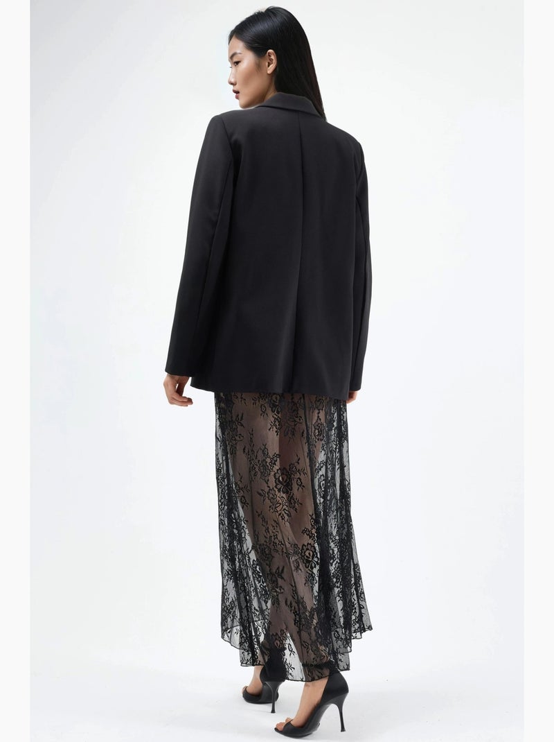 Jupe longue taille haute en dentelle hiccup Noir - Kiabi
