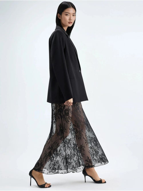 Jupe longue taille haute en dentelle - Kiabi