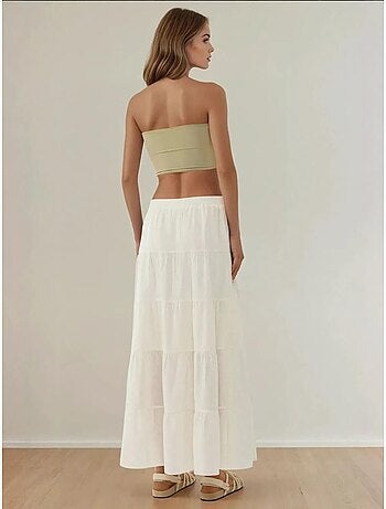 Jupe longue taille haute en lin