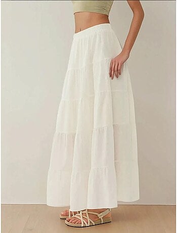 Jupe longue taille haute en lin