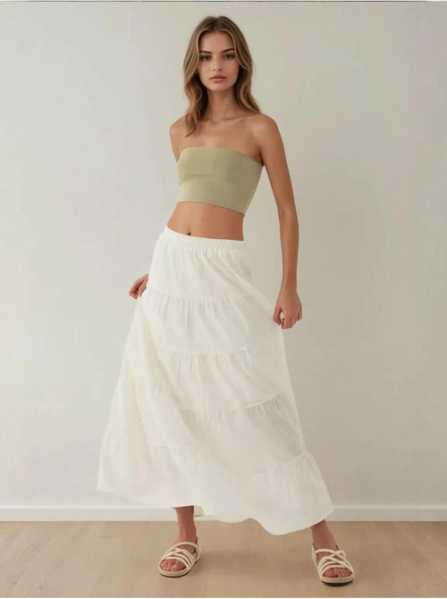 Jupe longue taille haute en lin - Kiabi Jupe longue taille haute en lin - Kiabi