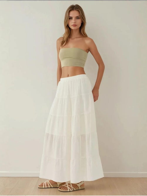 Jupe longue taille haute en lin - Kiabi Jupe longue taille haute en lin - Kiabi