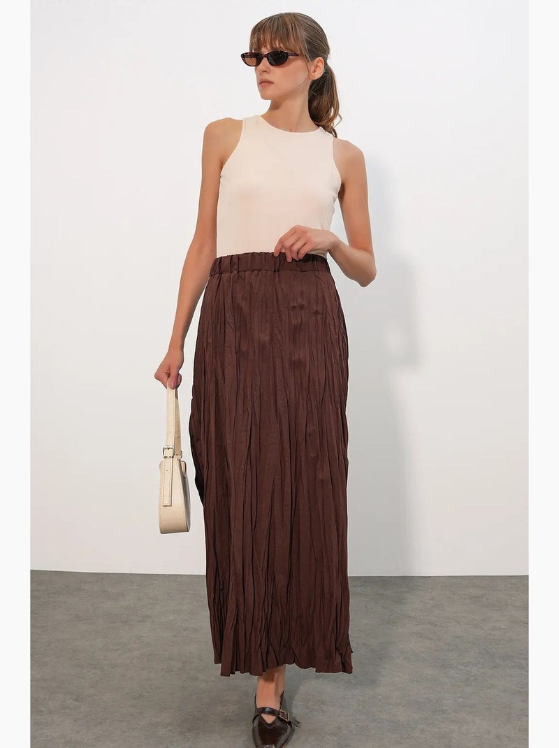 Jupe longue texturée bdart Marron - Kiabi