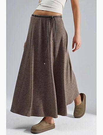 Jupe longue texturée taille haute avec détail à nouer busem
