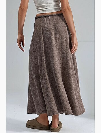 Jupe longue texturée taille haute avec détail à nouer busem