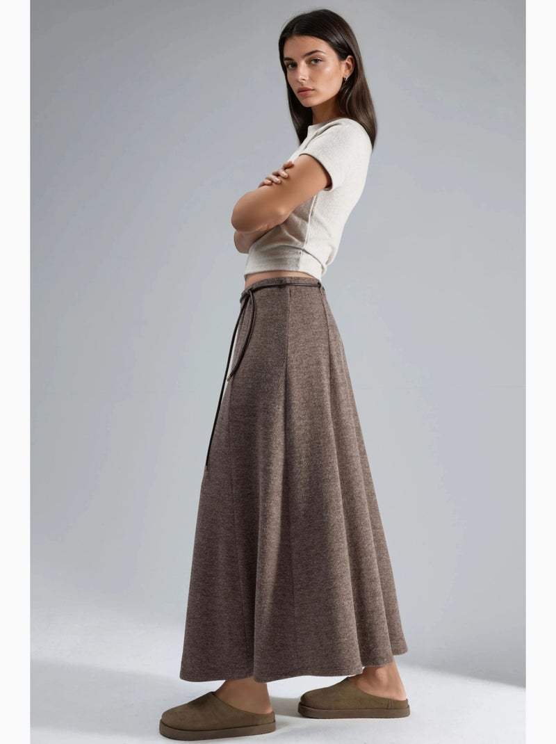 Jupe longue texturée taille haute avec détail à nouer busem Marron clair - Kiabi