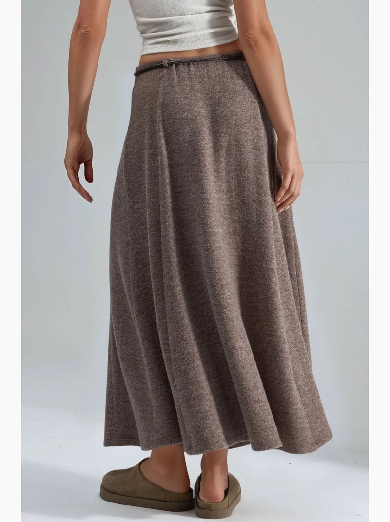 Jupe longue texturée taille haute avec détail à nouer busem Marron clair - Kiabi