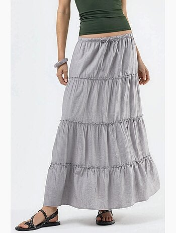 Jupe longue texturée taille haute busem