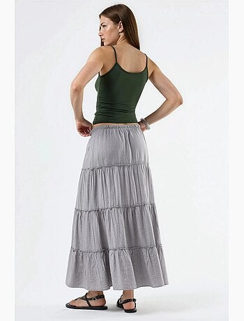 Jupe longue texturée taille haute busem