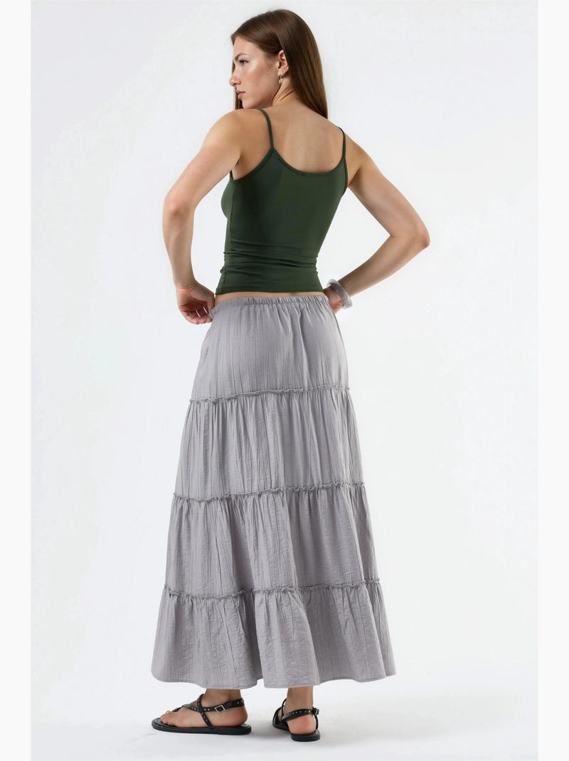 Jupe longue texturée taille haute busem Gris - Kiabi