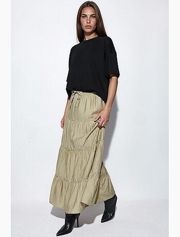 Jupe longue texturée taille haute busem