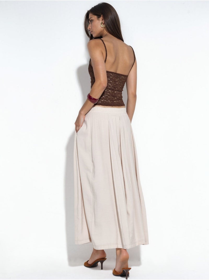 Jupe longue trapèze à taille haute busem Beige argile - Kiabi