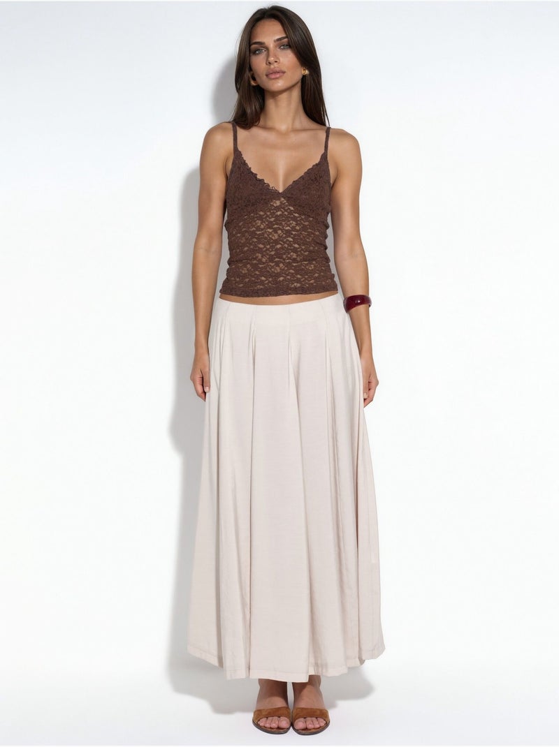 Jupe longue trapèze à taille haute busem Beige argile - Kiabi