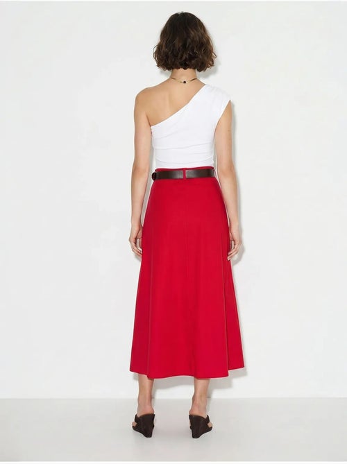 Jupe longue trapèze à taille haute et ceinture lucci - Kiabi Jupe longue trapèze à taille haute et ceinture lucci - Kiabi