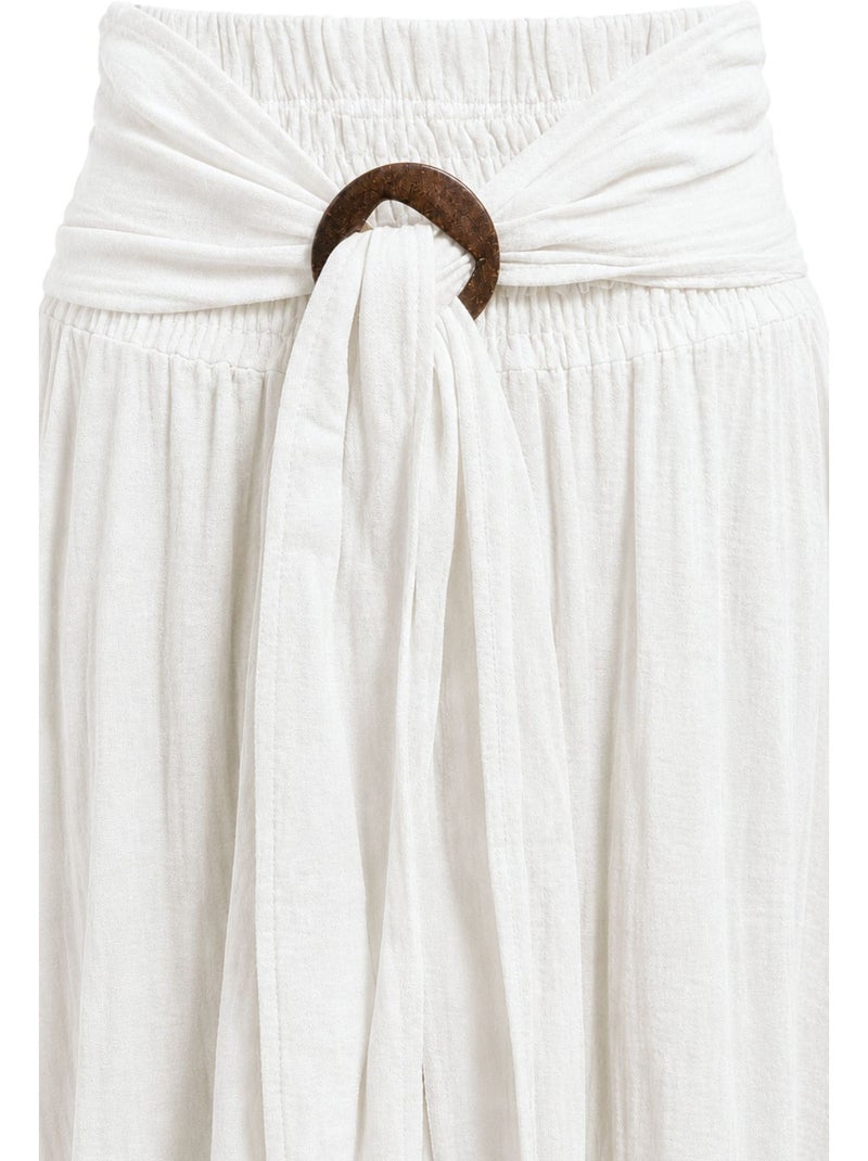 Jupe longue trapèze à taille haute et ceinture mixray Blanc - Kiabi