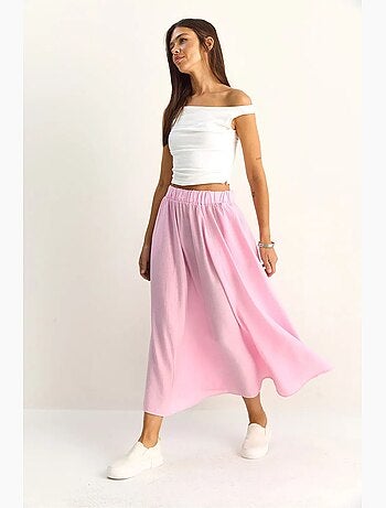 Jupe longue trapèze taille haute avec poches lucci